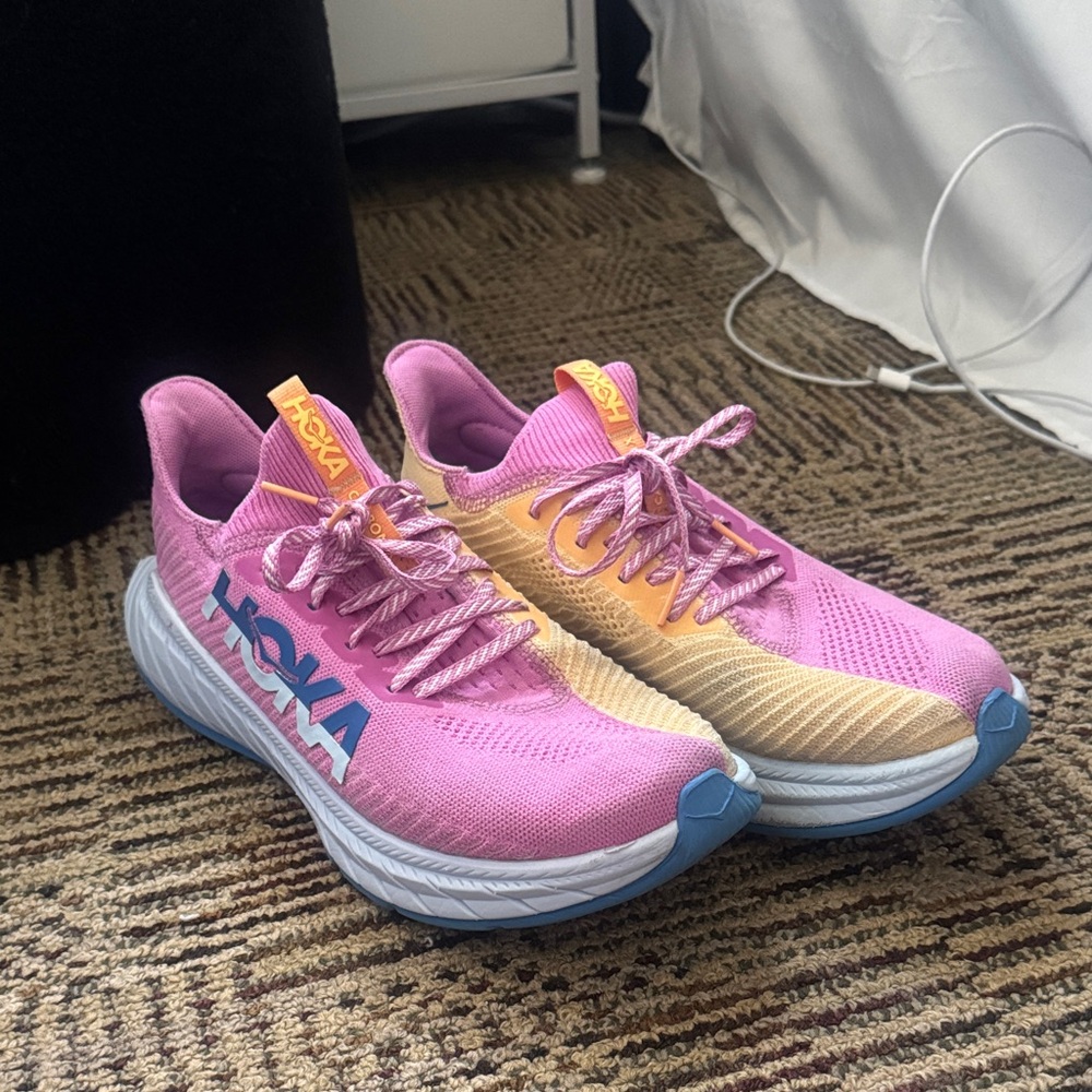 Hoka Vibrant Pink and Yellow Sneakers